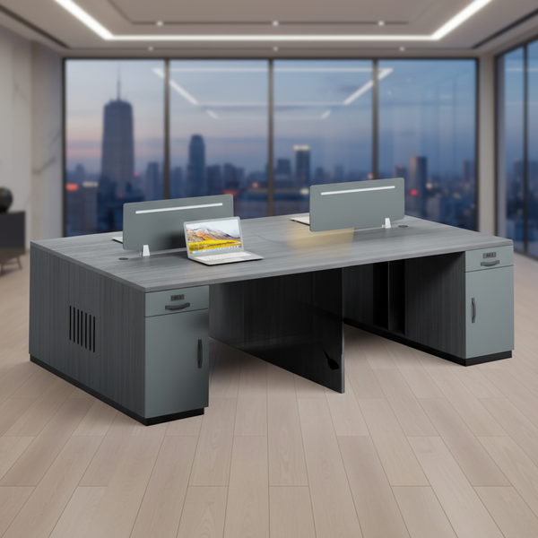 طاولة مكتب عمل جماعي لأربعة أشخاص بتصميم عصري متكامل - YF069-4