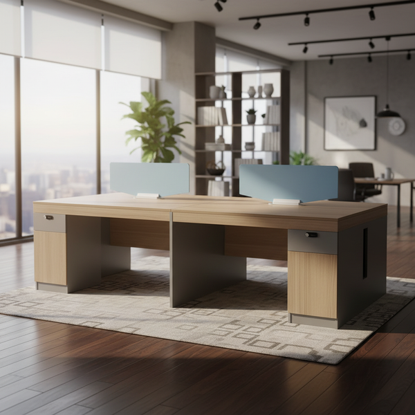 مكتب عمل رباعي للموظفين بتصميم عصري وأدراج تخزين - موديل 4004