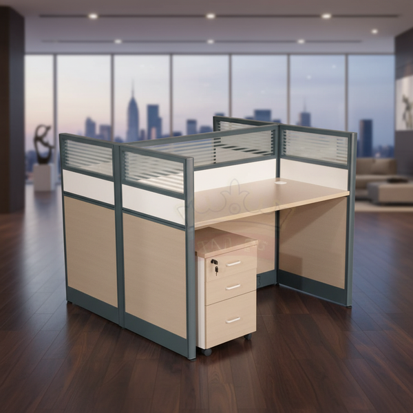 محطة عمل مكتبية لشخصين بتصميم عصري وأدراج تخزين - WT08 A