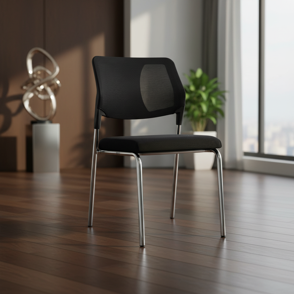 كرسي مكتب شبكي مريح بتصميم عصري وأرجل كروم - ZV-D929 (BLACK)