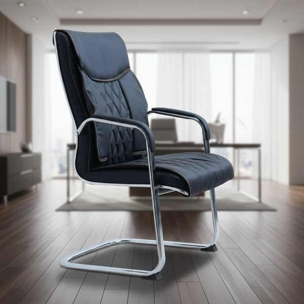 كرسي مكتب جلد فاخر بتصميم مريح لقواعد الانتظار والاجتماعات - موديل 2026 B - BLACK