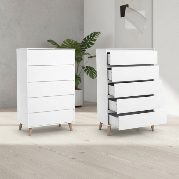 خزانة أدراج بيضاء عصرية 5 أدراج من التصفية الشاملة - CD-80