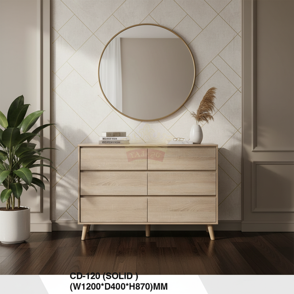 خزانة أدراج خشبية عصرية بـ 6 أدراج وسعة تخزين كبيرة - CD-120 (SOLID)