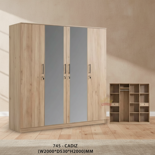 خزانة ملابس كاديز 4 أبواب بتصميم خشبي عصري - 745 CADIZ