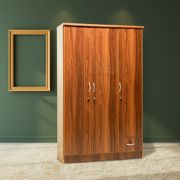 خزانة ملابس تيك برادو بـ 3 أبواب وتصميم خشبي عصري - 509