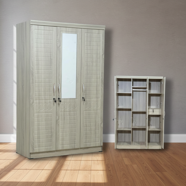 خزانة ملابس كلاسيكية بـ 3 أبواب مع مرآة من التصفية الشاملة - S9622-3D