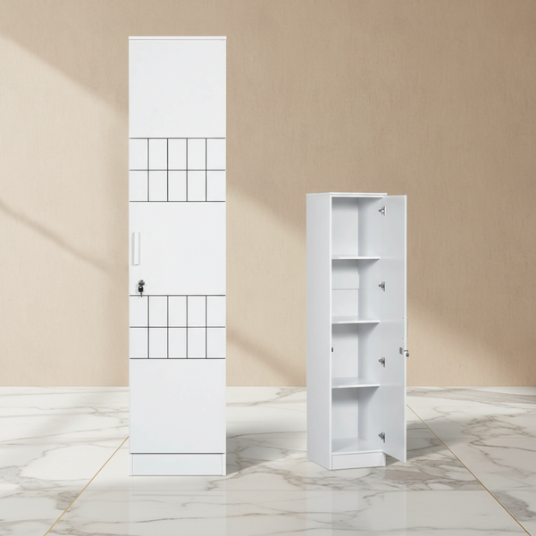 خزانة تخزين عصرية بباب واحد وقفل - أبيض - موديل WM-41White - التصفية الشاملة