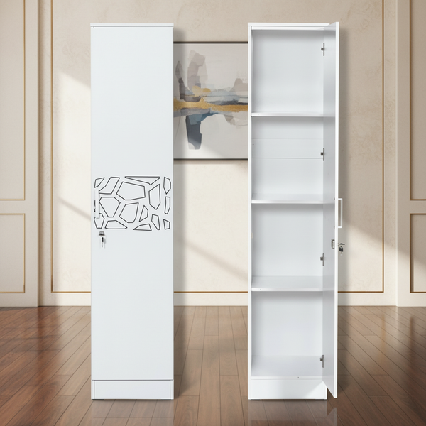 خزانة تخزين خشبية عصرية باب واحد باللون الأبيض - WM-31