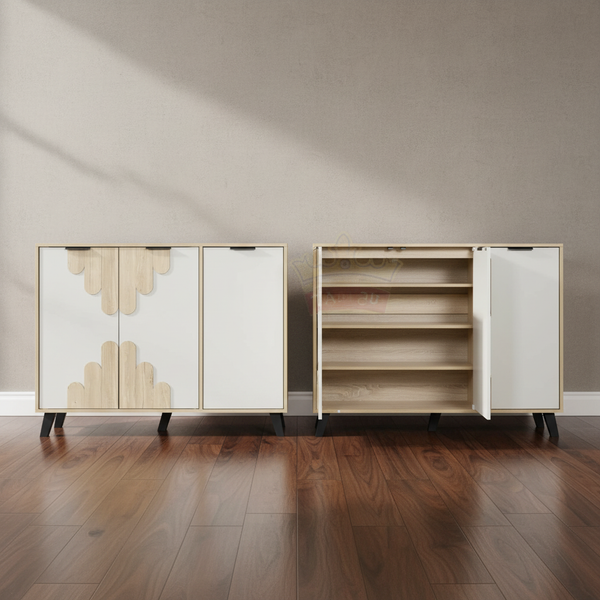 خزانة أحذية عصرية بـ 3 أبواب وتصميم فينتج مميز - SR 353 - 3D