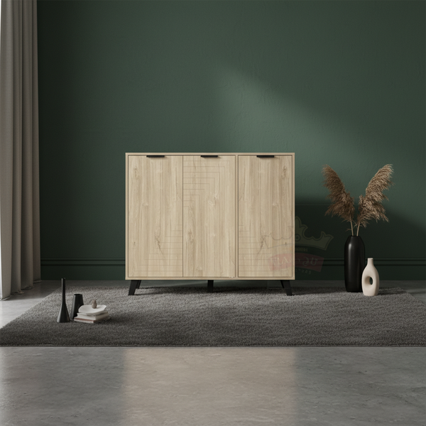 خزانة أحذية خشبية بـ 3 أبواب لون رمادي عتيق - SR-253