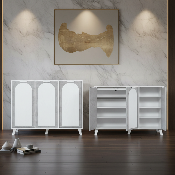 خزانة أحذية عصرية بثلاثة أبواب وتصميم قوسي مميز - SR 443 - 3D