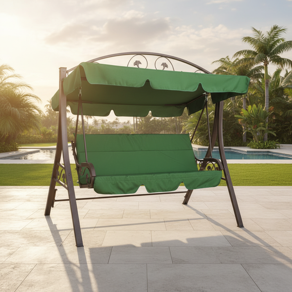 أرجوحة حديقة خارجية بـ 3 مقاعد مع مظلة واقية - موديل A-165 | التصفية الشاملة