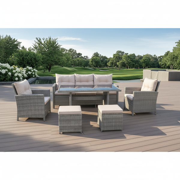 طقم كنب وجلسة حدائق خارجية فاخرة من الروطان المقاوم للعوامل الجوية - JH-2011C# / JH-2010C#