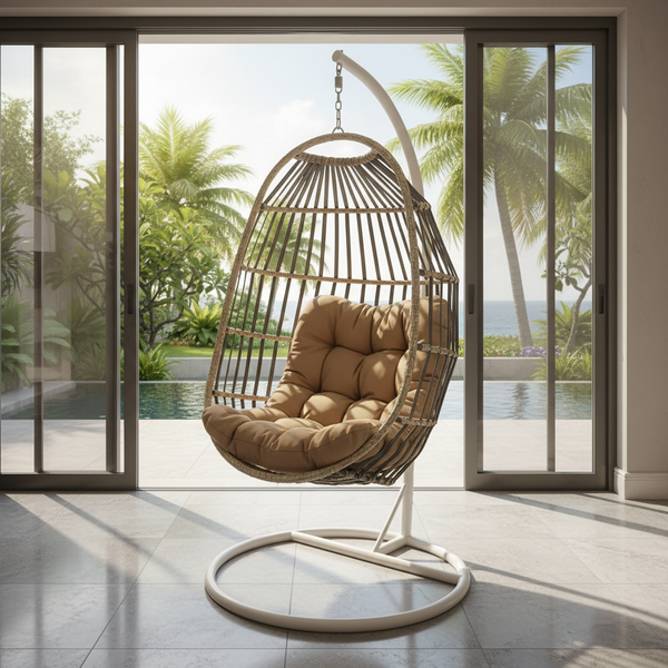 كرسي أرجوحة بتصميم بيضاوي عصري مع وسادة مريحة من التصفية الشاملة - JH-1019W