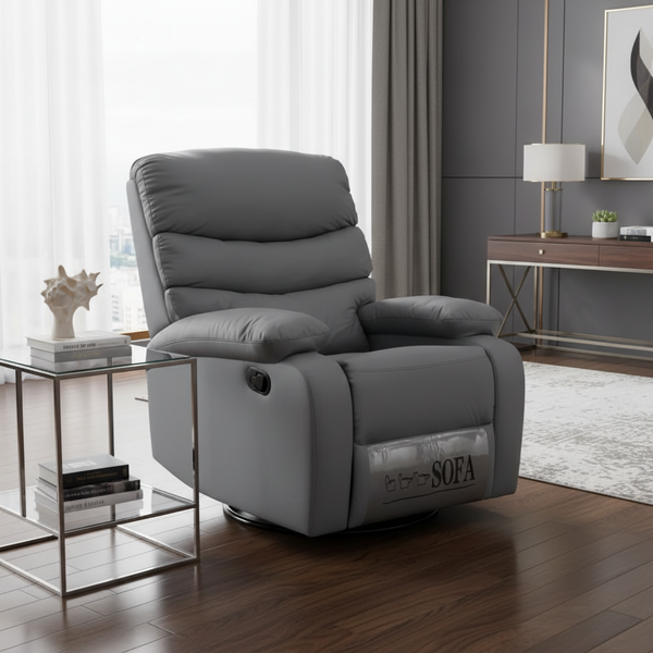 كرسي استرخاء هزاز ودوار فاخر بتصميم عصري رمادي - 8018#Gray