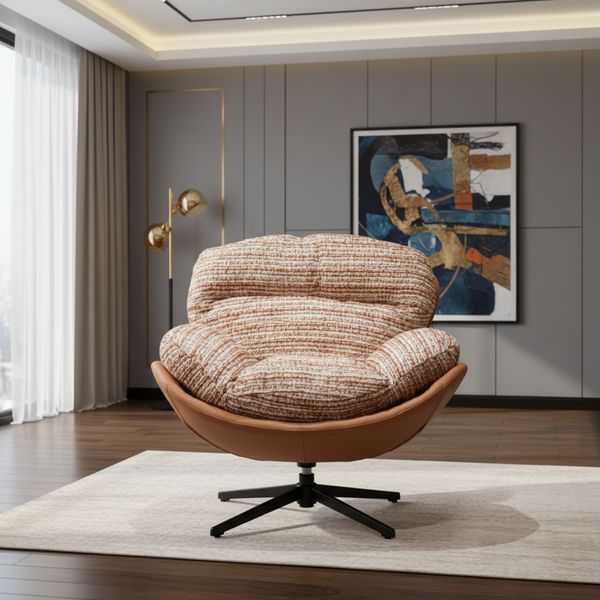 كرسي استرخاء دوار بتصميم عصري وألوان برتقالية - 9024#