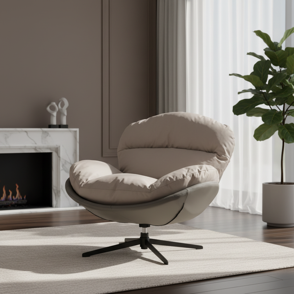 كرسي استرخاء دوار بتصميم عصري ووسادة مريحة لون بيج - 2109#Beige