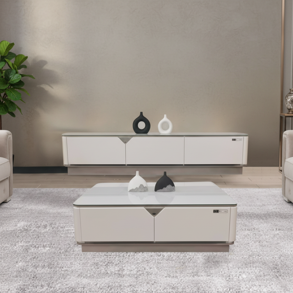 طقم طاولة تلفزيون وطاولة قهوة مودرن بتصميم أنيق - TV904 & 904